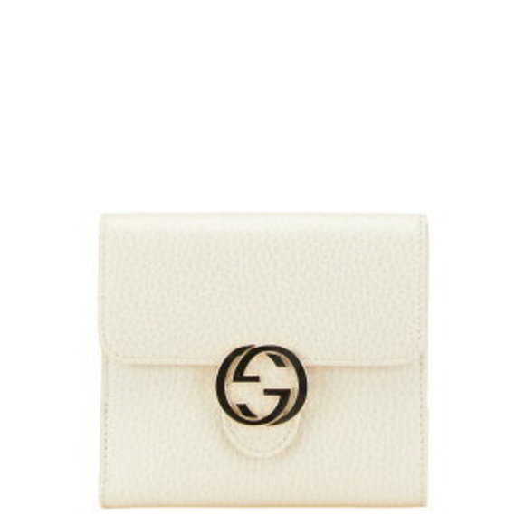 Gucci Interlocking GG Bifold Wallet Beige Leather - Picture 1 of 8